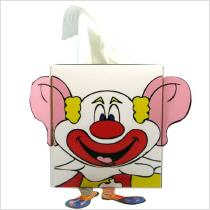 custom shaped tissue box cube 100 with clown figure