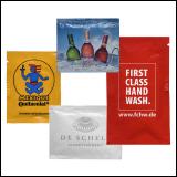 promotional wet wipes with logo printed on couche paper sachet
